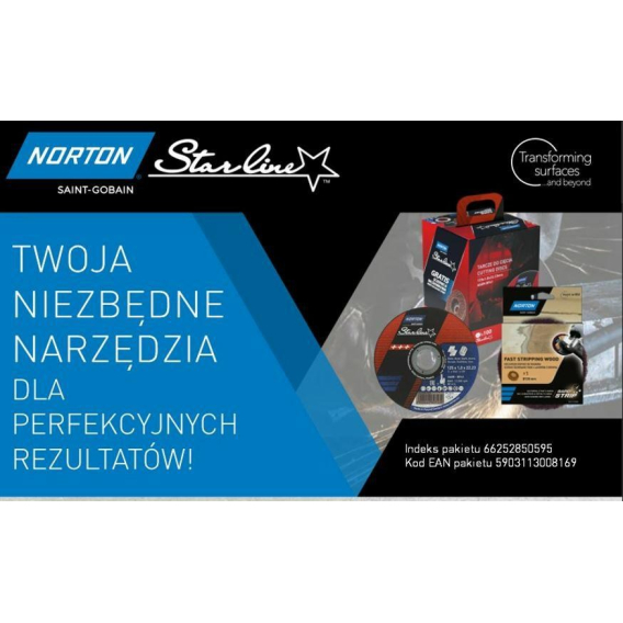 Obrázok pre NORTON TARCZA.STARLINE 125mmx1,0/100szt WIADERKO+ŚCIERNICA WŁÓKNINOWA