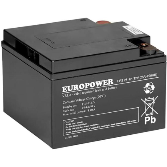 Obrázok pre AGM battery EUROPOWER EPS series 12V 28Ah (Service life 8-12 years)