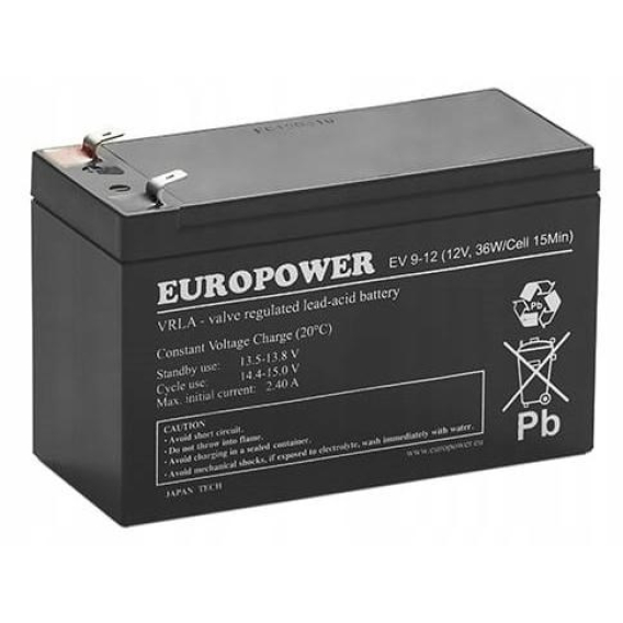 Obrázok pre Akumulator AGM EUROPOWER serii EV 12V 8Ah/C10 (Żywotność 6-9 lat) T1