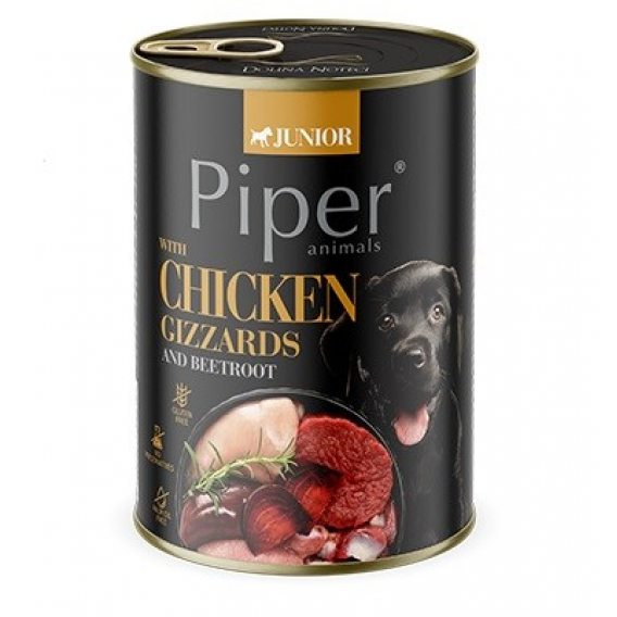 Obrázok pre DOLINA NOTECI Piper Junior Chicken gizzards with beetroot - vlhké krmivo pro psy - 400g