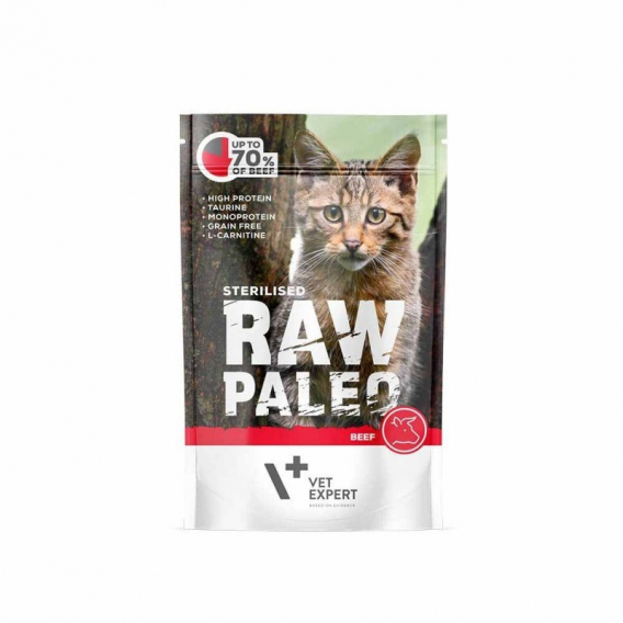 Obrázok pre RAW PALEO Adult Cat Sterilized Beef - mokré krmivo pro kočky - 100 g