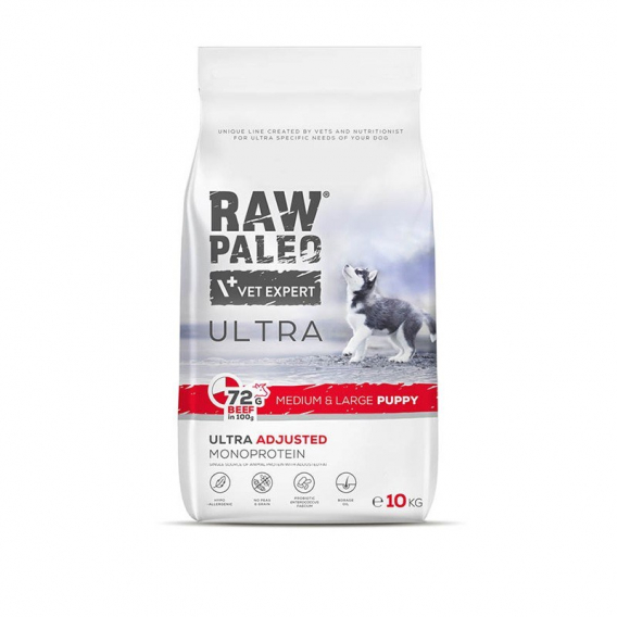 Obrázok pre RAW PALEO Ultra Medium&Large Puppy Beef - suché krmivo pro štěňata - 10 kg