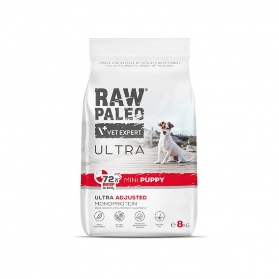 Obrázok pre RAW PALEO Ultra Mini Puppy Beef - suché krmivo pro štěňata malých plemen - 8 kg