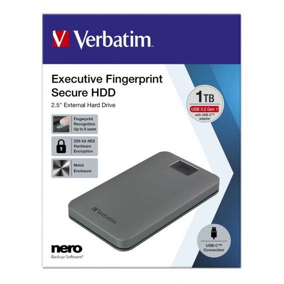 Obrázok pre Verbatim 53652 externí pevný disk 1 TB 5400 ot/min 2.5" USB typu C 3.2 Gen 1 (3.1 Gen 1) Šedá