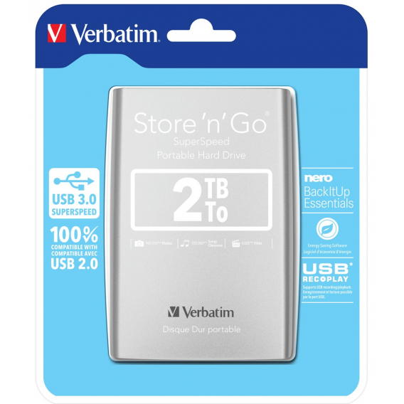 Obrázok pre Verbatim Store 'n' Go externí pevný disk 2,05 TB 5400 ot/min Micro-USB B 3.2 Gen 1 (3.1 Gen 1) Stříbrná