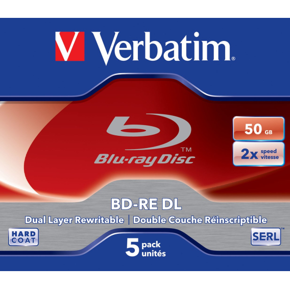 Obrázok pre Verbatim BD-RE DL 50GB 2 x 5 Pack Jewel Case 5 kusů