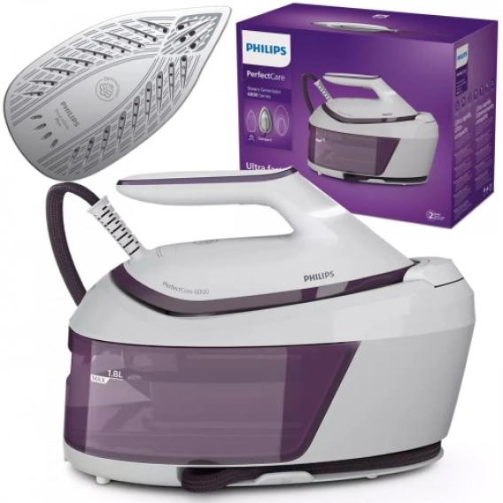 Obrázok pre Philips 6000 series PSG6020/30 profesionální žehlička 2400 W 1,8 l Žehlicí plocha SteamGlide Plus Purpurová, Bílá