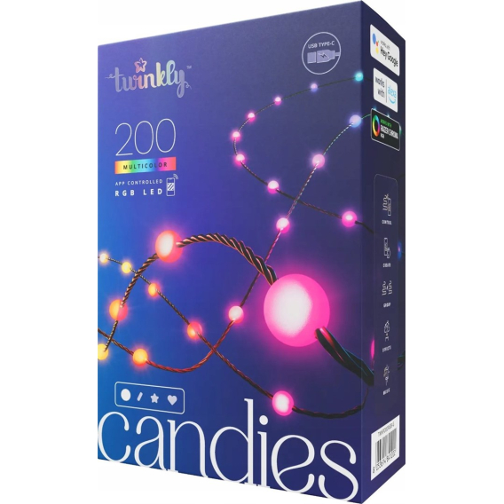Obrázok pre Twinkly Candies LED osvětlení pro vánoční stromek TWKP200RGB-G 6 m 200 světýlek