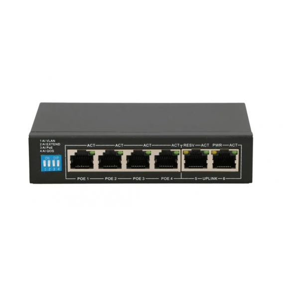 Obrázok pre Extralink Switch PoE EUROS V2 4x 100Mb/s PoE/PoE+, 2x RJ45 Uplink 100Mb/s, 60W