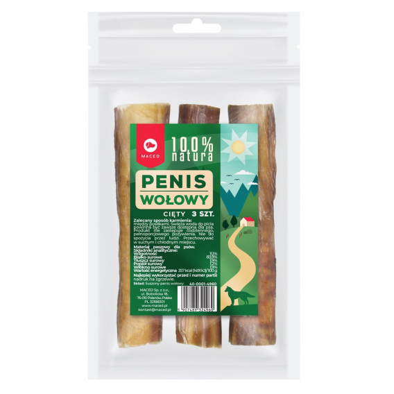 Obrázok pre MACED 100% Natura Beef penis 3 pcs. - pamlsek pro psa - 300g