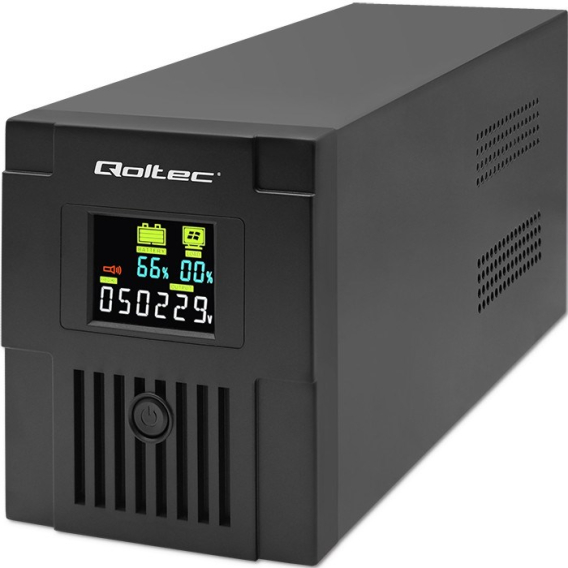 Obrázok pre Qoltec 53770 uninterruptible power supply (UPS) Line-Interactive 1.5 kVA 900 W 2 AC outlet(s)