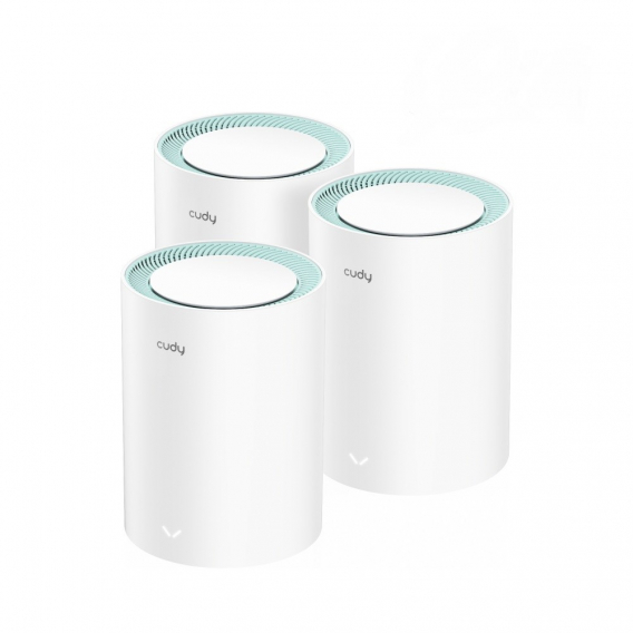 Obrázok pre Cudy M1300 3-PACK Systém mesh Wi-Fi Dvoupásmový (2,4 GHz / 5 GHz) Wi-Fi 5 (802.11ac) Bílá 1 Vnitřní