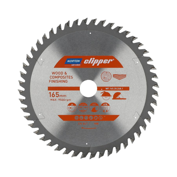 Obrázok pre NORTON CIRCULAR SAW BLADE 165mm x 20mm x 48z WOOD & ATB COMPOSITES (2.6 / 1.6)