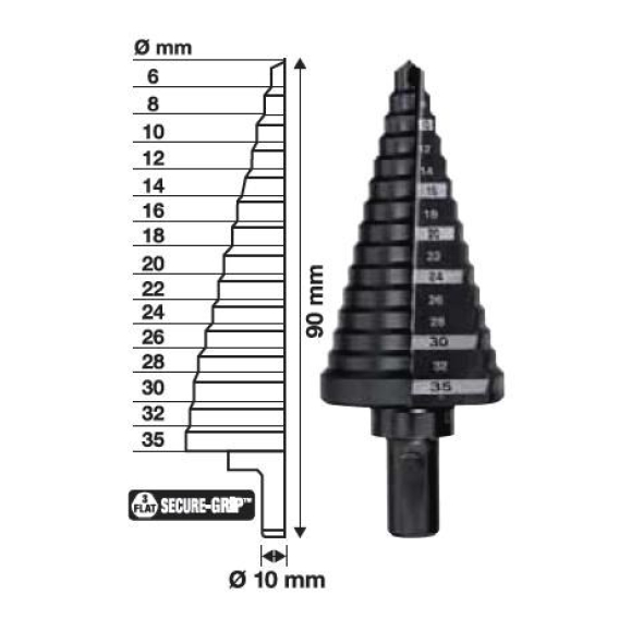 Obrázok pre MILWAUKEE STEP DRILL BIT 6-35mm (15-DEGREE).