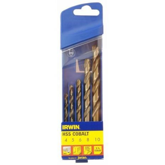 Obrázok pre IRWIN COBALT DRILL BIT SET 5pcs. 4.0, 5.0, 6.0, 8.0, 10.0 mm