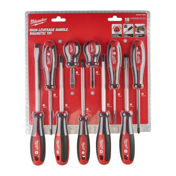 Obrázok pre MILWAUKEE SCREWDRIVER SET 10pcs. (PH&PZ&SL)