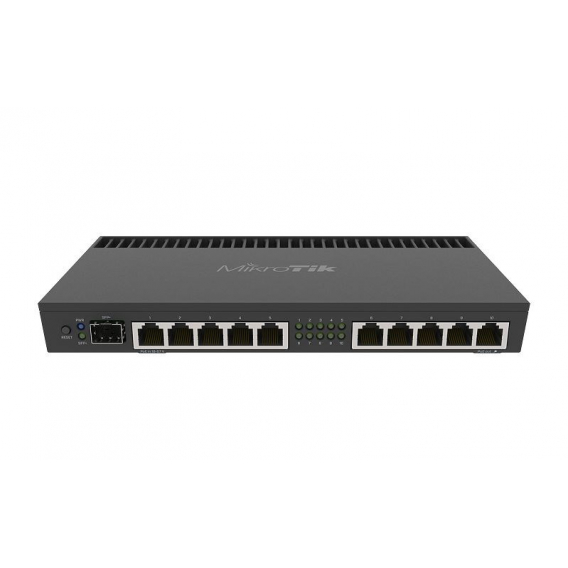 Obrázok pre Mikrotik RB4011IGS+RM router zapojený do sítě Gigabit Ethernet Černá