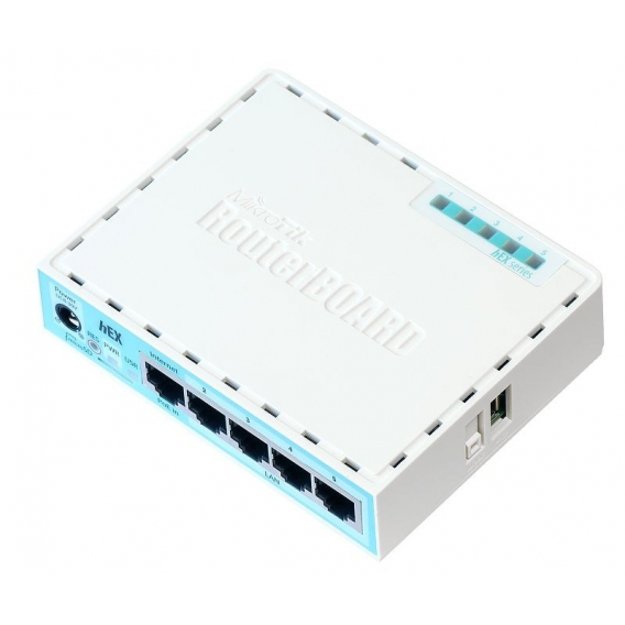 Obrázok pre Mikrotik RB750GR3 router zapojený do sítě Gigabit Ethernet Tyrkysová, Bílá