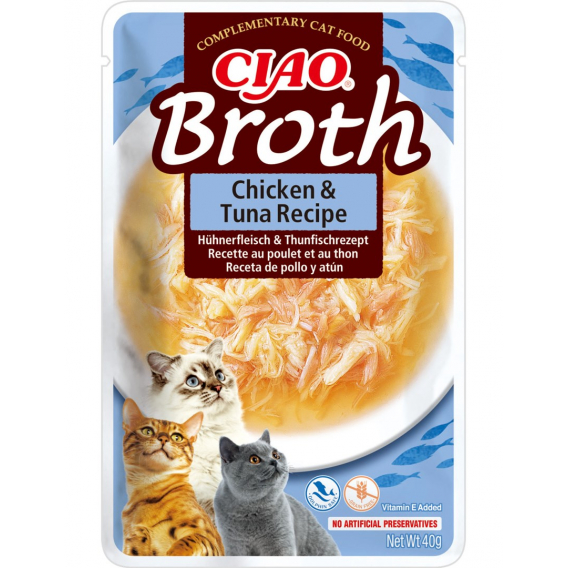 Obrázok pre INABA Ciao Broth Chicken & Tuna - pamlsek pro kočky - 40g