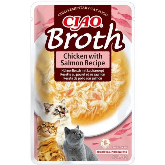 Obrázok pre INABA Ciao Broth Chicken & Salmon - pamlsek pro kočky - 40g