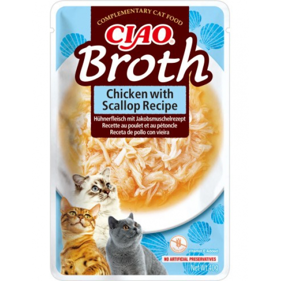 Obrázok pre INABA Ciao Broth Chicken & Scallop - pamlsek pro kočky - 40g