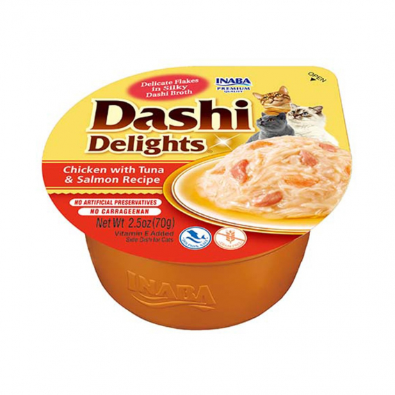 Obrázok pre INABA Dashi Delights kuřecí vývar z tuňáka a lososa - pamlsek pro kočky - 70g