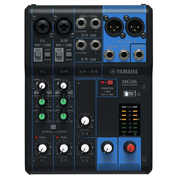 Obrázok pre Yamaha MG06 audio mixér 6 kanály/kanálů Černá