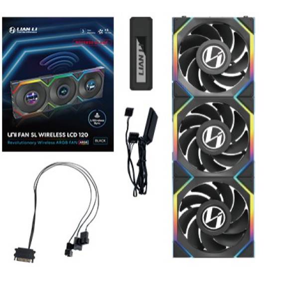 Obrázok pre Lian Li UNI FAN SL Wireless LCD 120 Reverse Blade Počítačová skříň Ventilátor 12 cm Černá 3 kusů