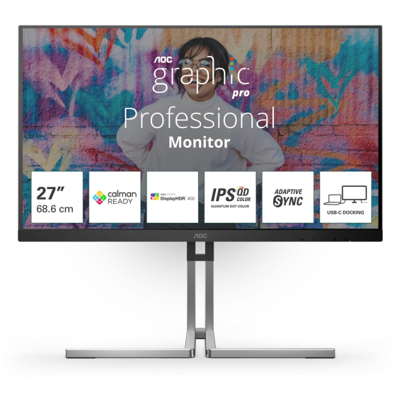 Obrázok pre AOC Q27U3CV počítačový monitor 68,6 cm (27") 2560 x 1440 px 4K Ultra HD LCD Černá