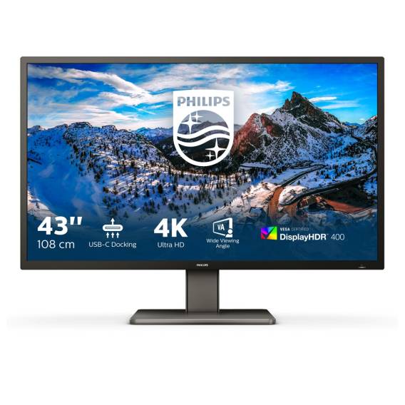 Obrázok pre Philips P Line 439P1/00 počítačový monitor 108 cm (42.5") 3840 x 2160 px 4K Ultra HD LCD Černá
