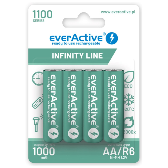 Obrázok pre Rechargeable batteries everActive Ni-MH R6 AA 1100 mAh Infinity Line - 4 pieces