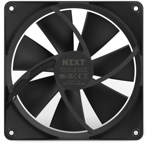 Obrázok pre NZXT F140 RGB Počítačová skříň Ventilátor 14 cm Černá 1 kusů