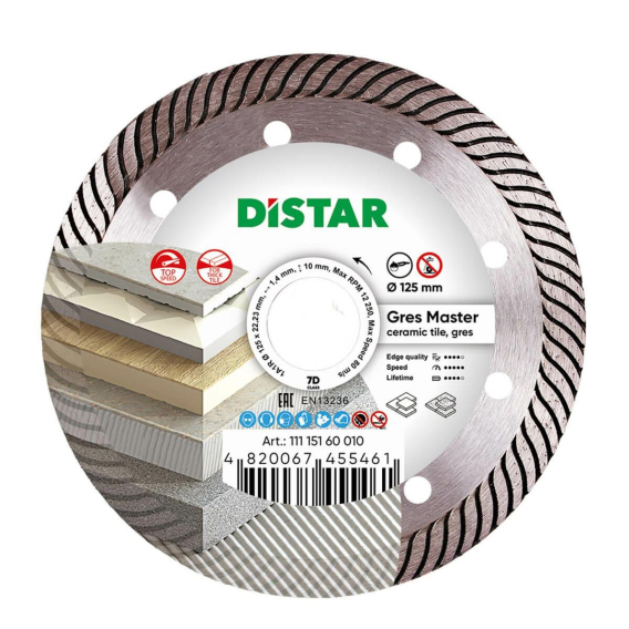 Obrázok pre DISTAR DIAMOND BLADE GRES MASTER 125 x 1,4 x 10 x 22,23mm