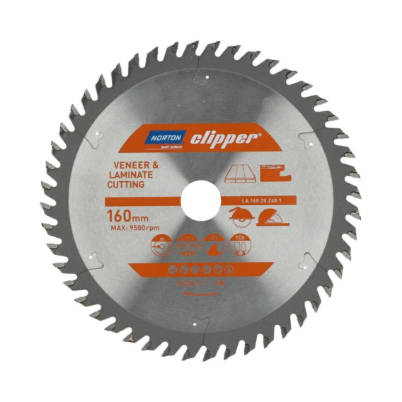 Obrázok pre NORTON CIRCULAR SAW BLADE 160mm x 20mm x 48z LAMINATE & VENEER (2.2/1.6)