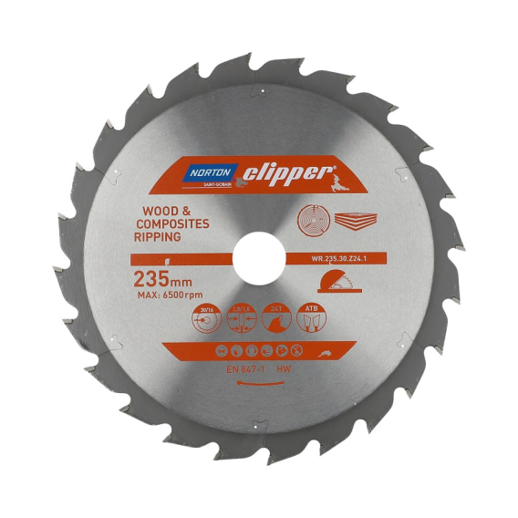 Obrázok pre NORTON CIRCULAR SAW BLADE 235mm x 30mm x 24z WOOD & ATB COMPOSITES (2.8 / 1.8)