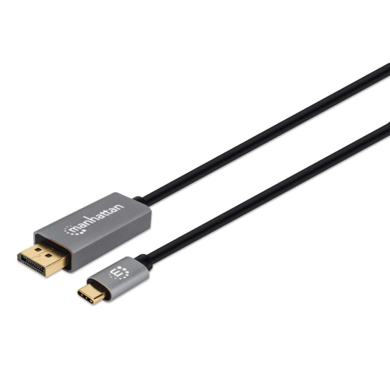 Obrázok pre Manhattan 354844 adaptér k video kabelům 2 m USB typu C DisplayPort Černá, Stříbrná