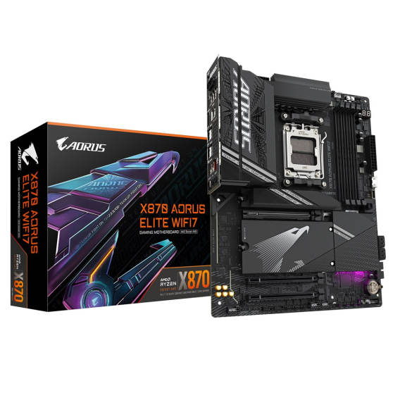 Obrázok pre GIGABYTE X870 AORUS ELITE WIFI7 Motherboard - Supports AMD Ryzen 9000 CPUs, 16+2+2 phases VRM, up to 8000MHz DDR5 (OC), 3xPCIe 5.0 + 1xPCIe 4.0, Wi-Fi 7, 2.5GbE LAN, USB 4