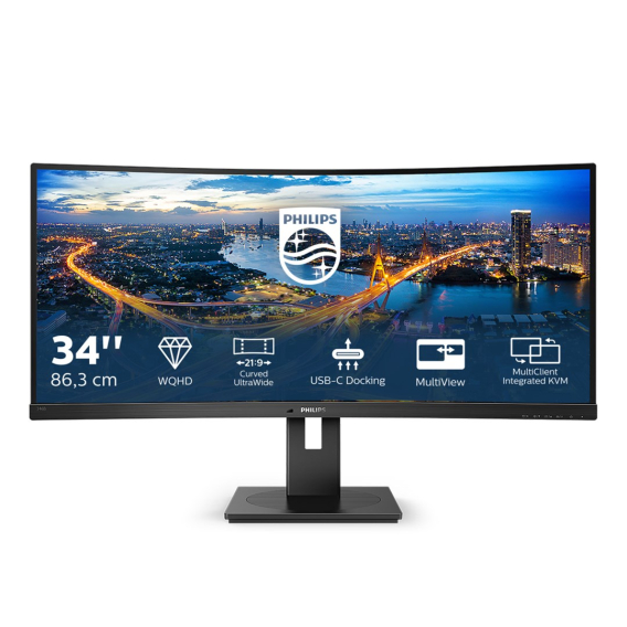 Obrázok pre Philips B Line 346B1C/00 plochý počítačový monitor 86,4 cm (34") 3440 x 1440 px Quad HD LCD Černá