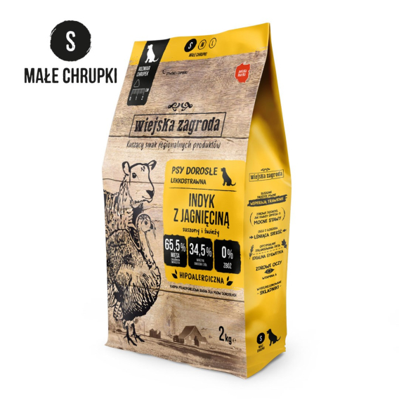 Obrázok pre WIEJSKA ZAGRODA Krůta s jehněčím Chrupky S - suché krmivo pro psy - 2kg