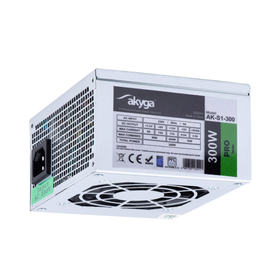 Obrázok pre Akyga AK-S1-300 napájecí zdroj 300 W 20+4 pin ATX SFX Stříbrná