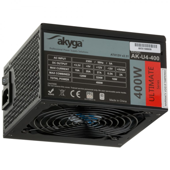 Obrázok pre Akyga AK-U4-400 napájecí zdroj 400 W 20+4 pin ATX ATX Černá