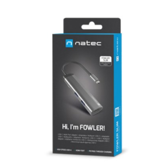 Obrázok pre NATEC Fowler Slim Kabel USB 3.2 Gen 1 (3.1 Gen 1) Type-C Černá, Chrom