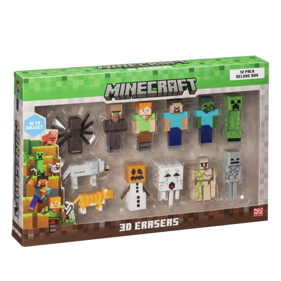 Obrázok pre MINECRAFT 3D ERASERS - 12 PACK DELUXE BOX