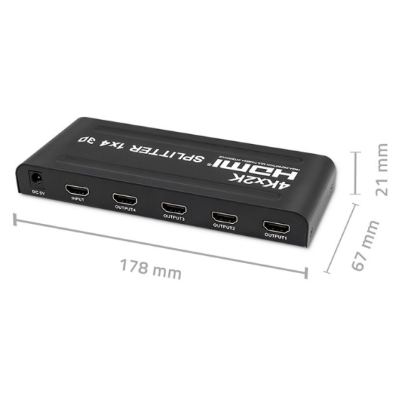 Obrázok pre Qoltec 51798 Aktivní HDMI Splitter 4 x HDMI 4K x 2K | 3,4 Gb/s