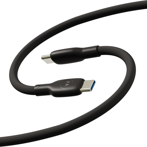 Obrázok pre Motorola Silikonový kabel USB-C na USB-C 2m, 5A Černý