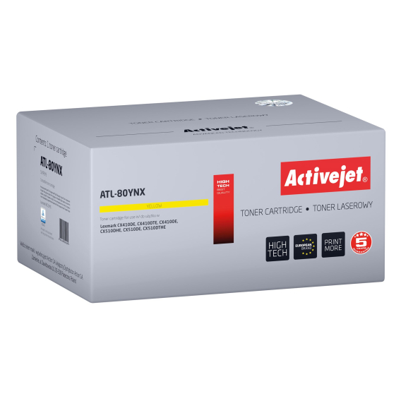 Obrázok pre Activejet Toner ATL-80YNX (náhrada za Lexmark 80C2HYE, Supreme; 3000 stran; žlutý)