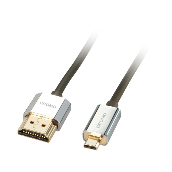 Obrázok pre Lindy 41680 HDMI kabel 0,5 m HDMI Typ A (standardní) HDMI Typ D (micro) Černá, Stříbrná
