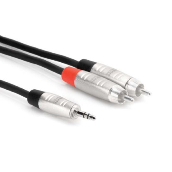 Obrázok pre Hosa Technology HMR-010Y audio kabel 3 m 3.5mm TRS 2 x RCA Černá, Stříbrná