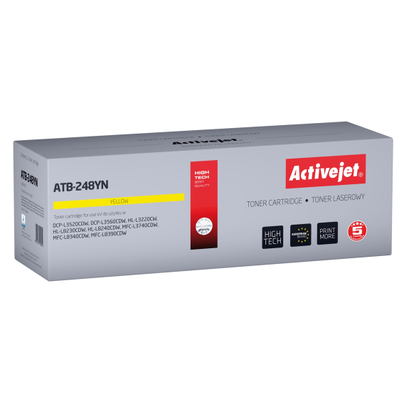 Obrázok pre Activejet ATB-248YN Toner pro tiskárny Brother; náhradní Brother TN248Y; Supreme; 1000 stran; žlutý)