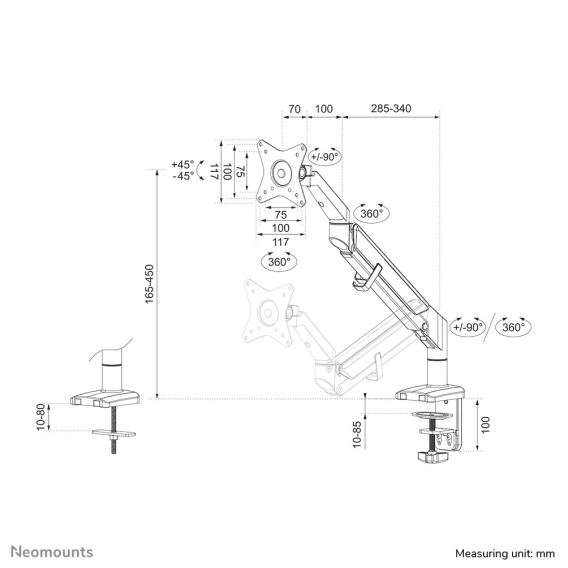 Obrázok pre Neomounts DS70-810BL1 Držák/stojan na monitor 81,3 cm (32") Stůl Černá